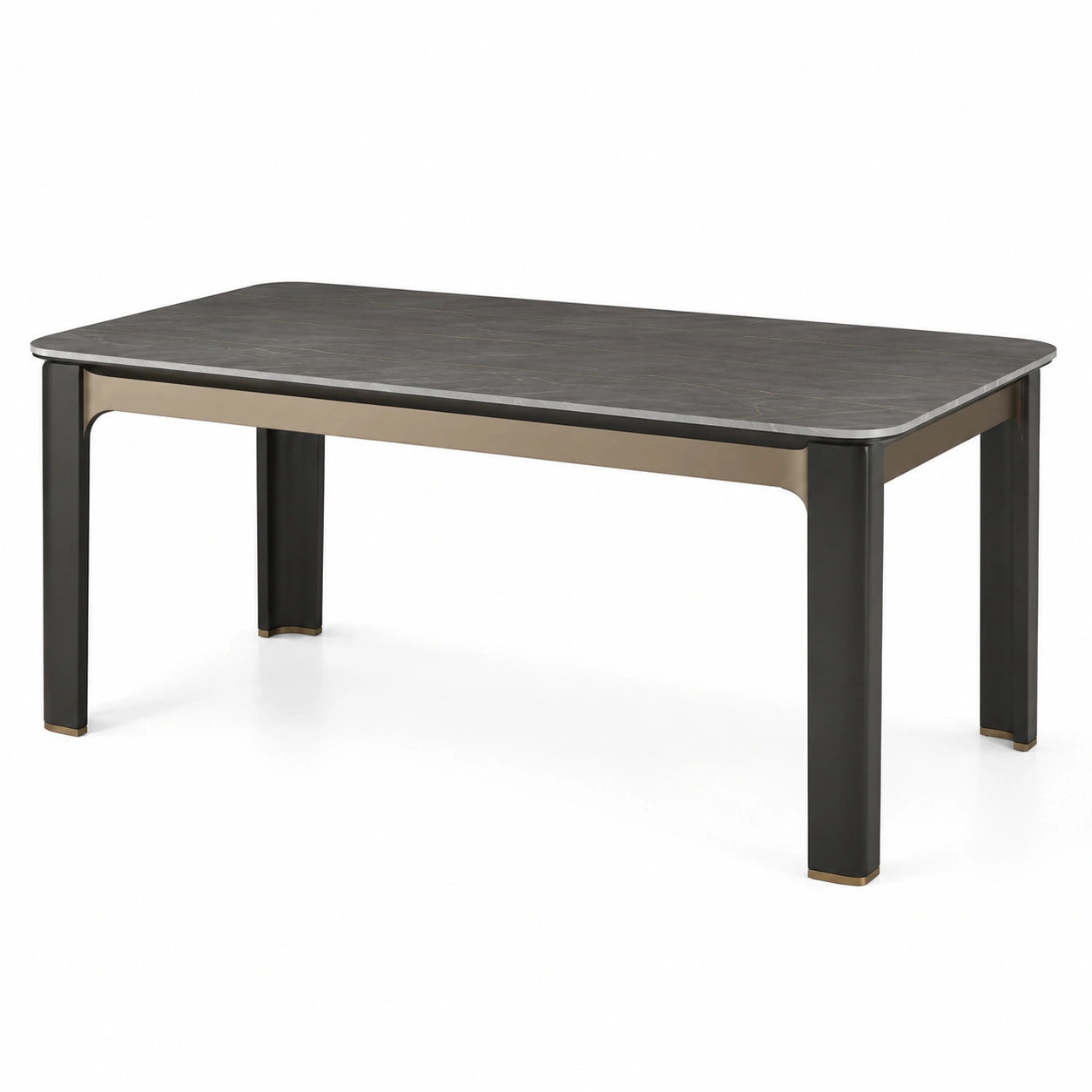 Rechteckiger Esstisch aus Keramik und Metall, Schwarz, 160 cm