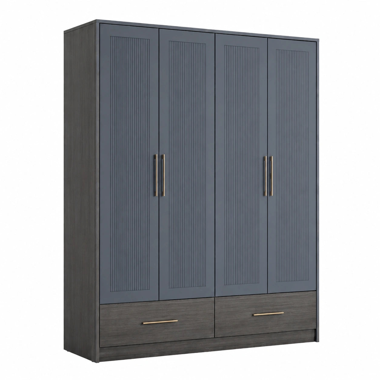 Kleiderschrank 4-Türen MDF Grau 200x150x60cm