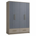 Kleiderschrank 4-türig MDF Grau Blau