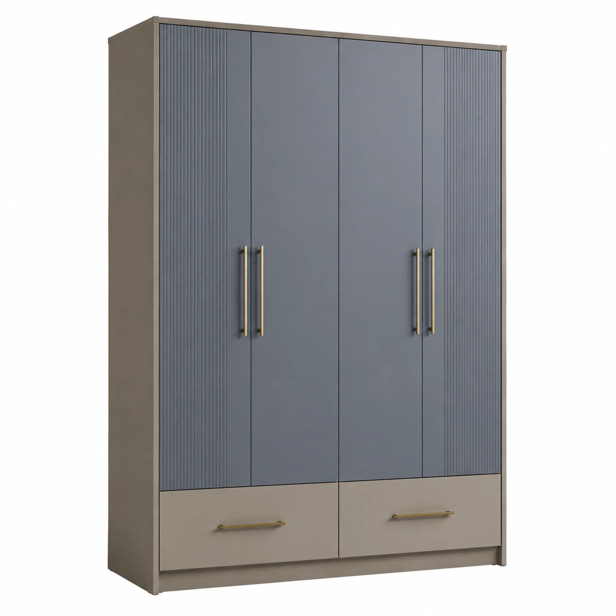 Kleiderschrank 4-türig MDF Grau Blau